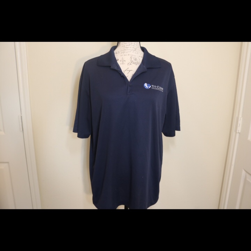 Nike Golf Dri-Fit Tri Core Collar button Top navy